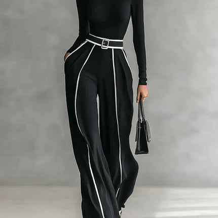 Alba™ | Conjunto de dos piezas con cuello alto y pantalón ancho - Clara Moretti
