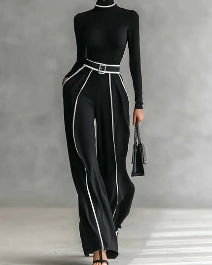 Alba™ | Conjunto de dos piezas con cuello alto y pantalón ancho - Clara Moretti