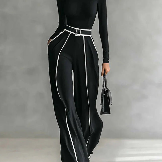 Alba™ | Conjunto de dos piezas con cuello alto y pantalón ancho - Clara Moretti